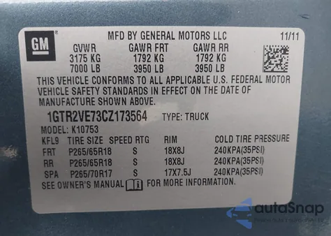 2012 GMC Sierra 1500 Sle z USA, uszkodzony, nr VIN 1GTR2VE73CZ173564